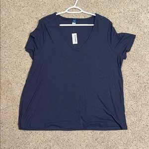 Old Navy Luxe Navy Blue V-Neck T-Shirt